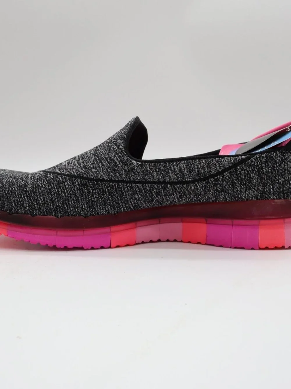 Skechers Go Flex Walk Womens 9.5 Black Pink Jersey Slip On Walking Shoes